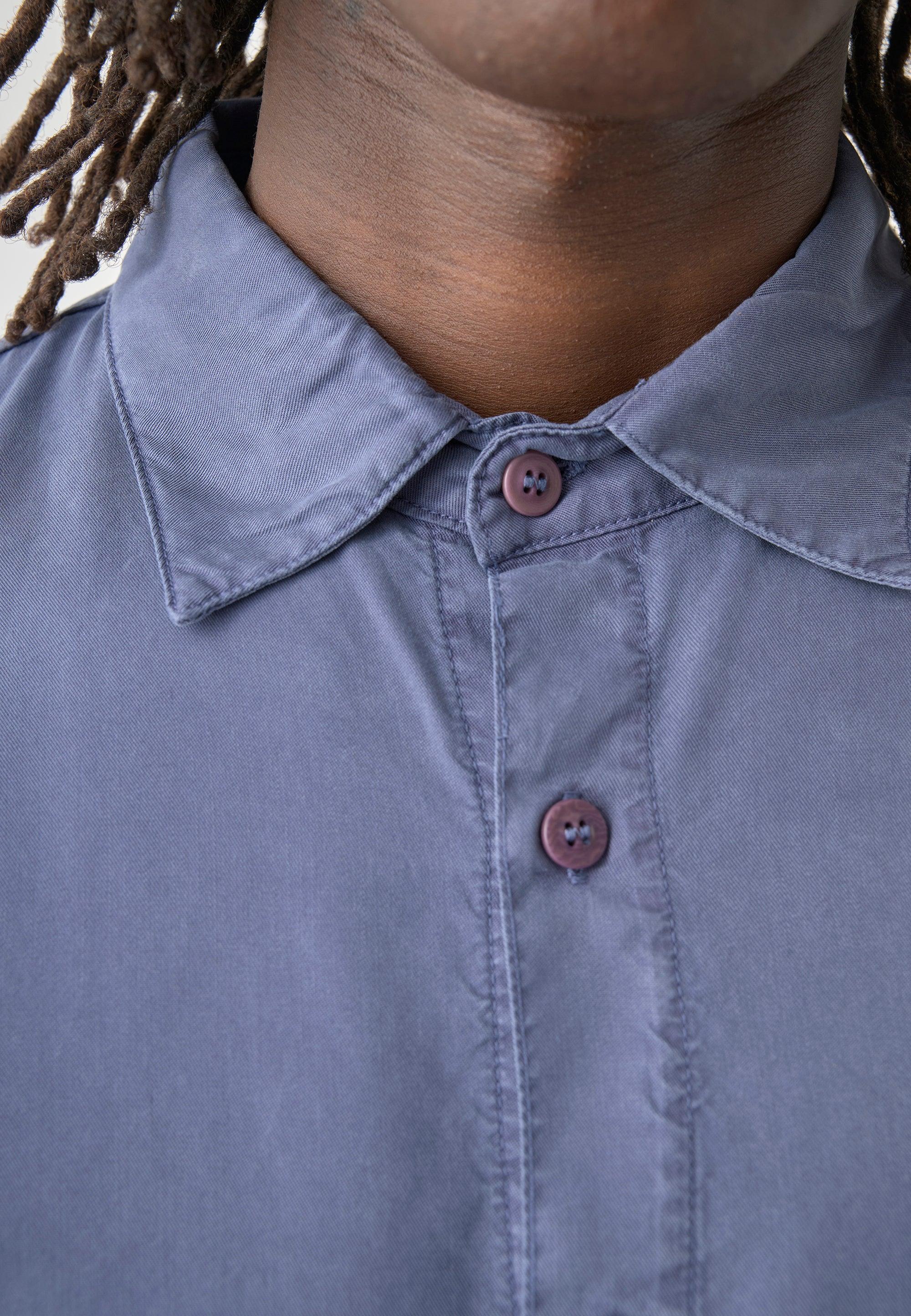 Cleptomanicx Nightshadow Blue Oversized Easy Shirt Kurzarmhemd Herren blau